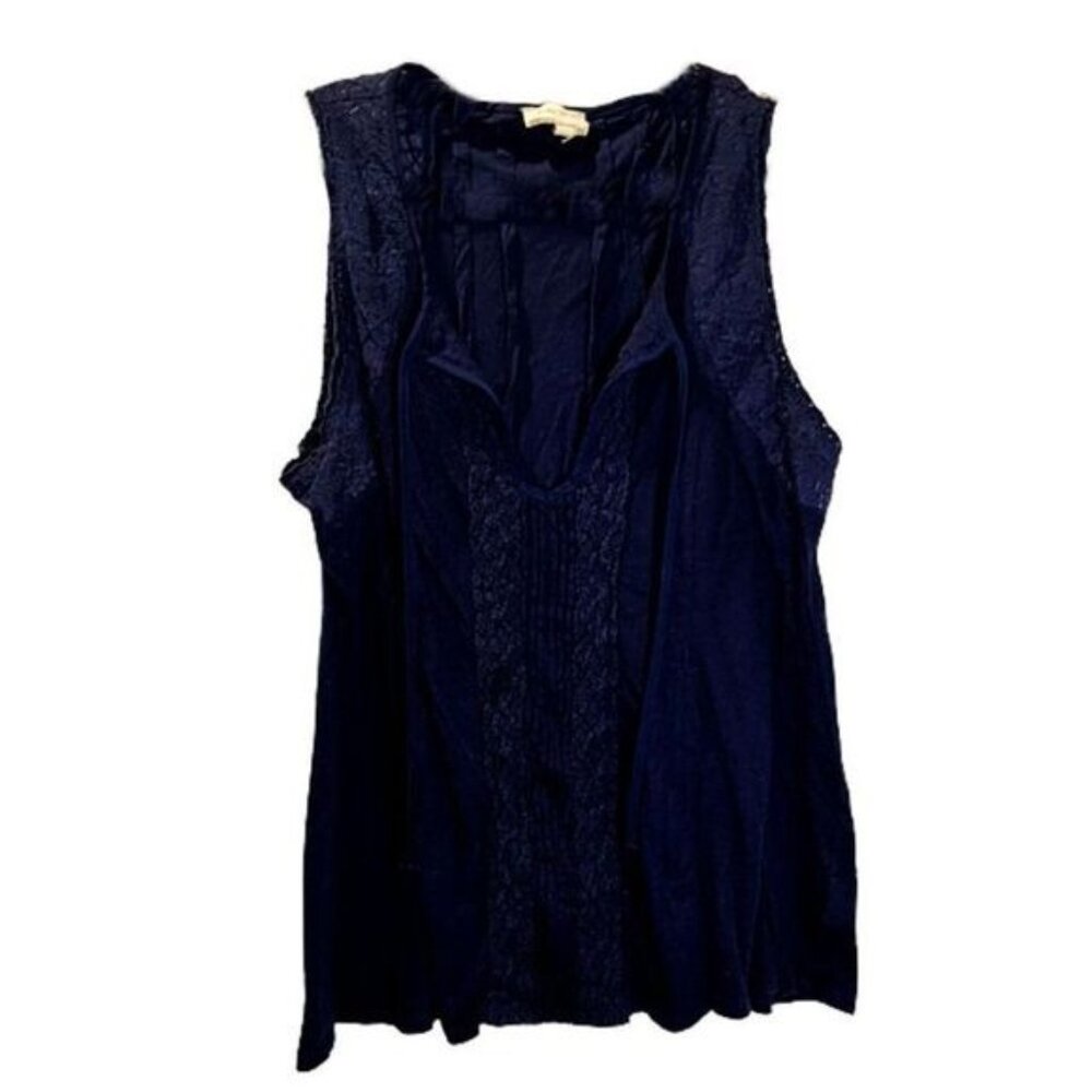 Anthropologie Meadow Rue Women's Crochet Lace Trim Tie‎ Front Tank Top